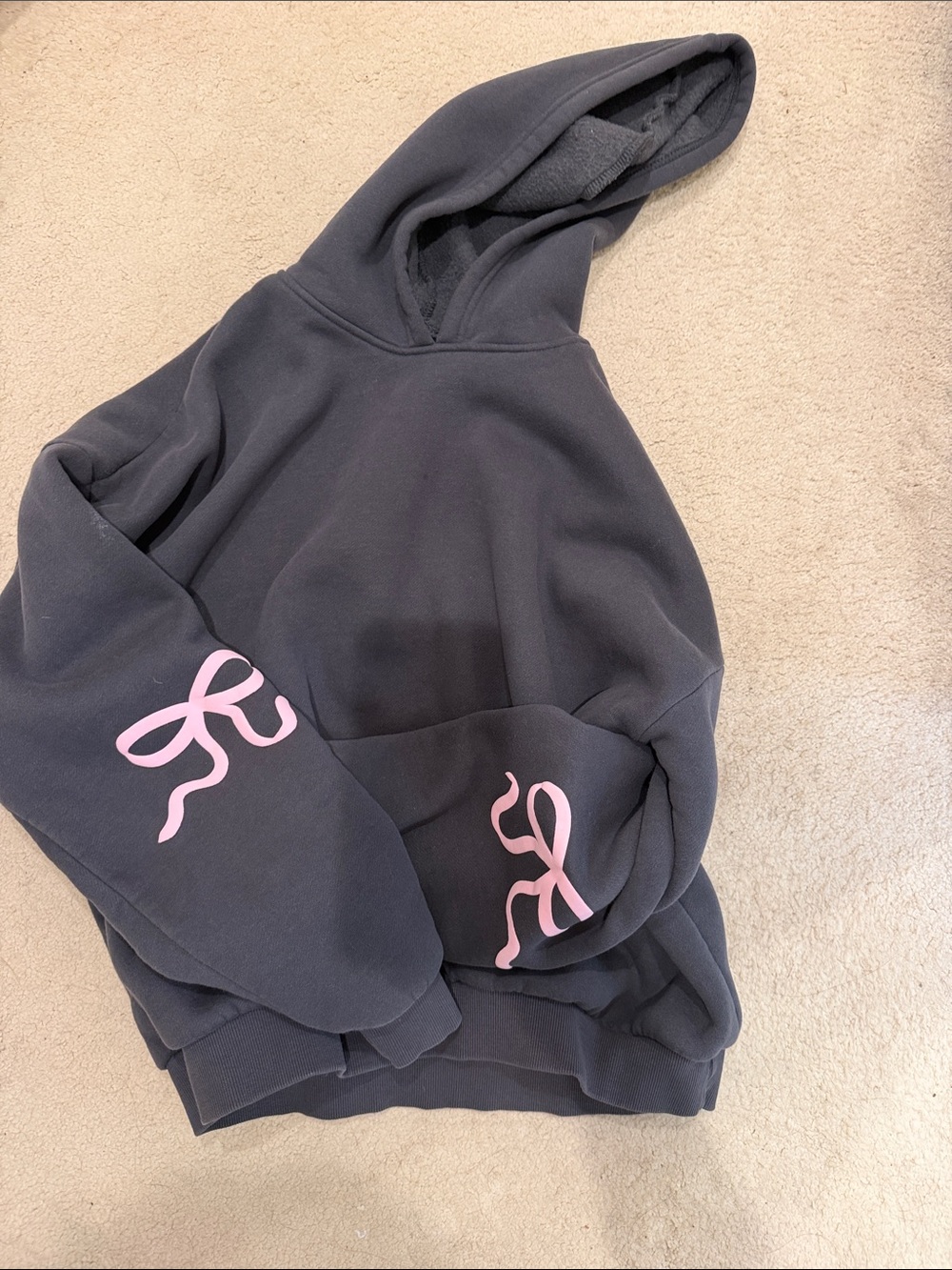 Edikted Black Hoodie with Pink Ribbon Accents